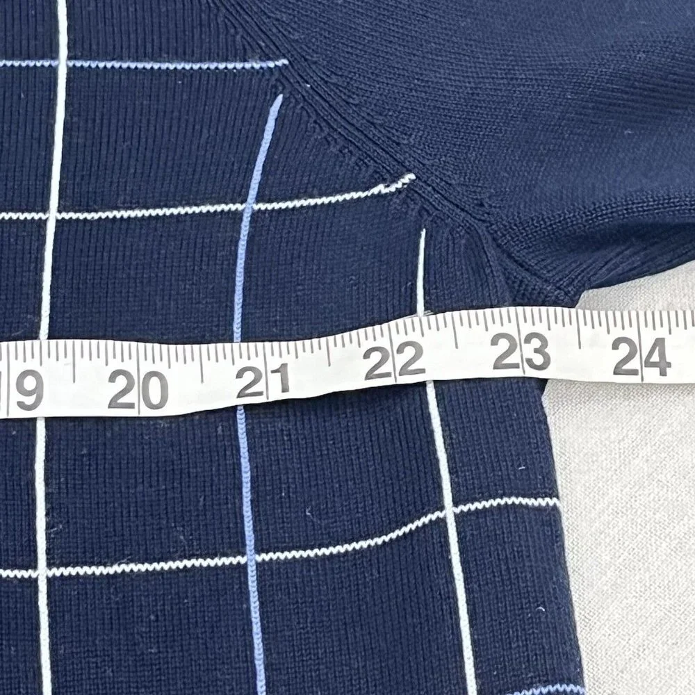 Brooks Brothers Mens Sweater L Navy Blue Silk Cotton Blend Pullover V Neck‎